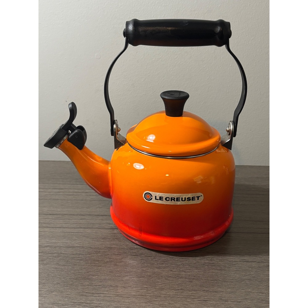 Le Creuset Enamel on Steel Whistling Tea Kettle 1.25 Quarts In Color Flame